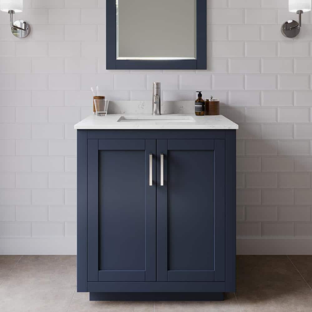 Wyndham Collection Miranda 30" Freestanding Single Bathroom Vanity with Cultured Marble Top