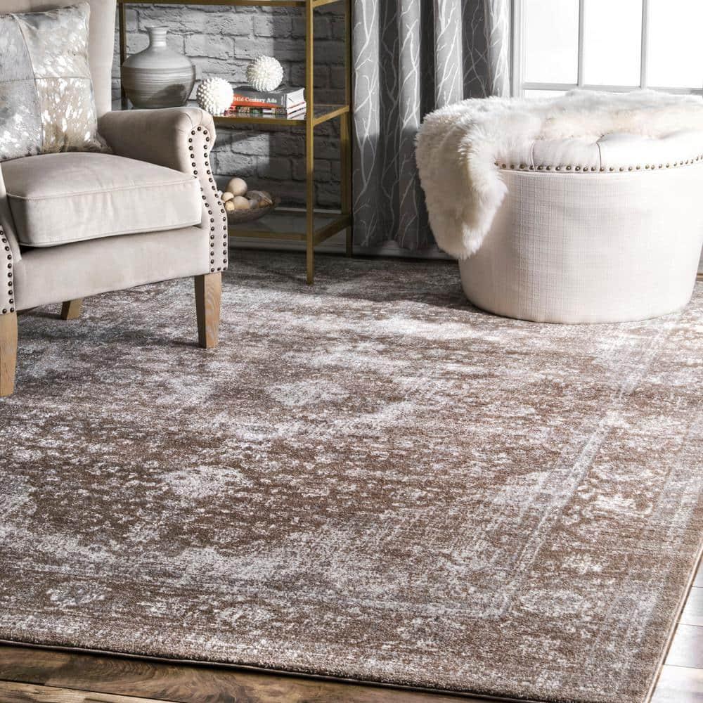 Nuloom Verona Oriental/Persian 4x6 Indoor Area Rug for Living Room Bedroom Dining Room Kitchen, Brown/Off White