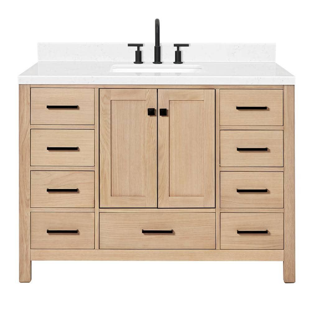 ARIEL Cambridge 48.25 Single Sink Bathroom Vanity with Carrara White Quartz Top