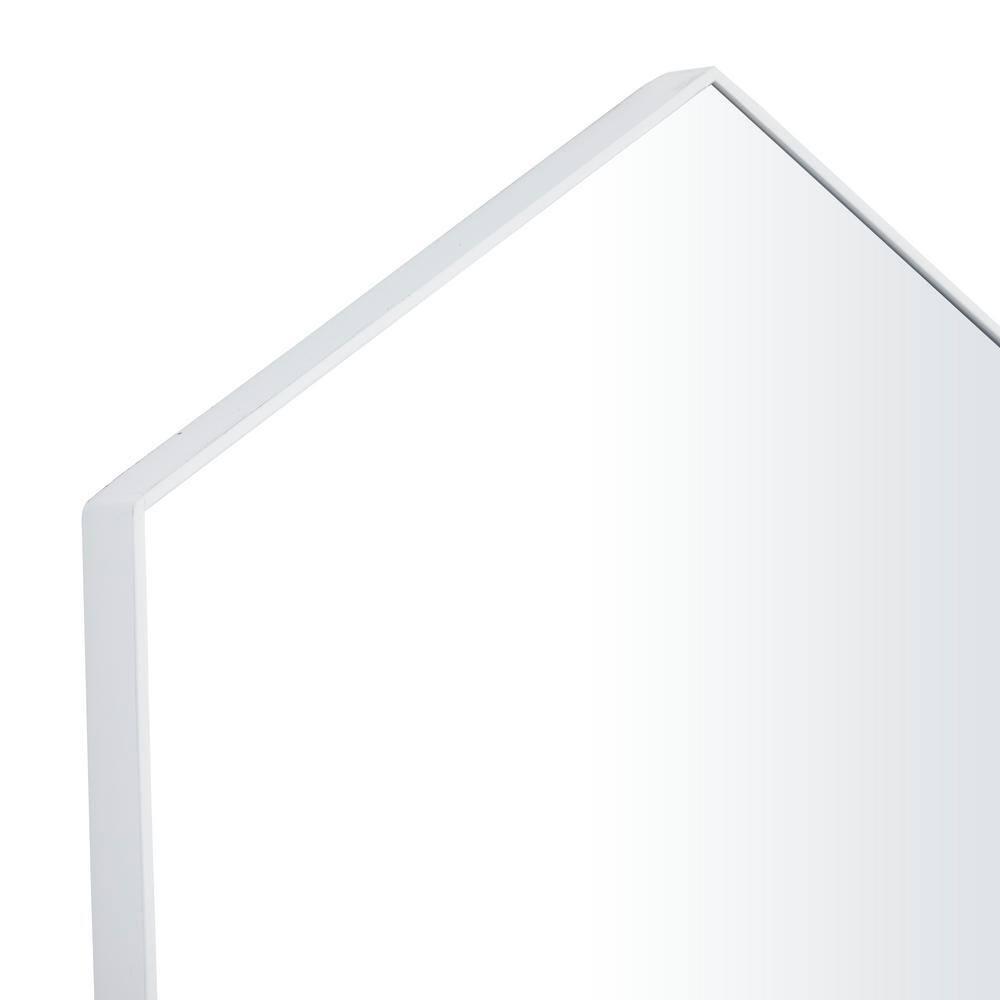 21 in. x 24 in. Hexagon Geometric Framed White Wall Mirror with Thin Minimalistic Frame