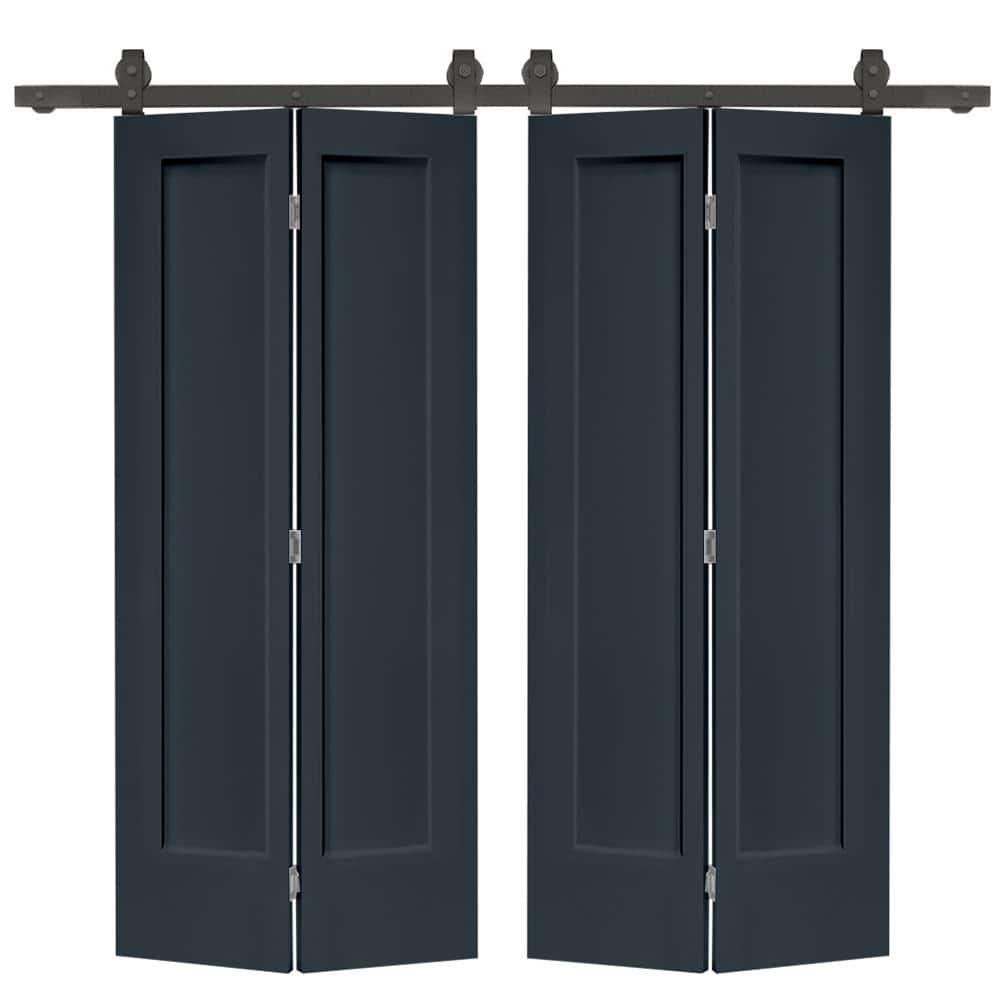 Calhome Paneled MDF Composite Double Bifold Barn Doors with Installation Hardware Kit