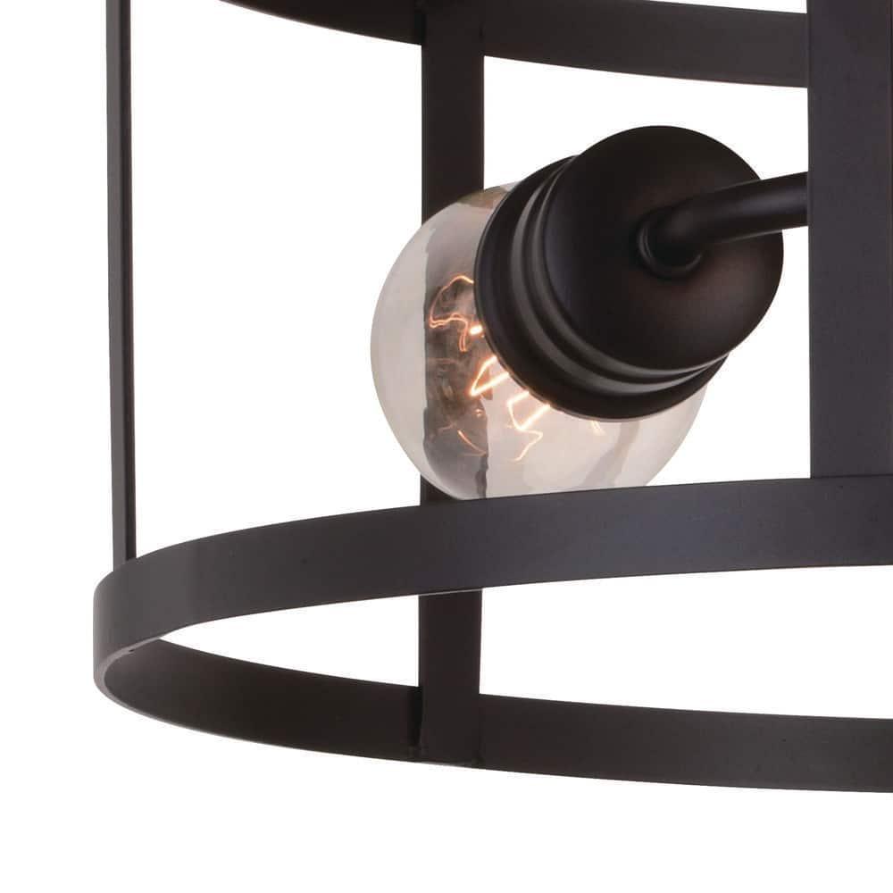 VAXCEL Akron 15-in W Bronze Farmhouse Round Cage Semi Flush Mount Ceiling Light