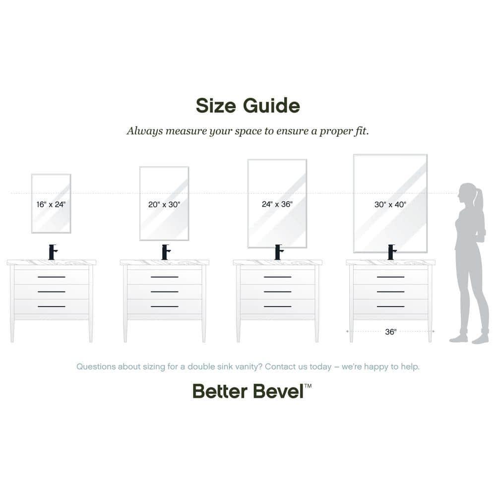 Ruomeng Rectangle Wall Mirror Frameless Bathroom Mirror 16” x 24" Beveled Edge Mirror for Vanity and Entryway