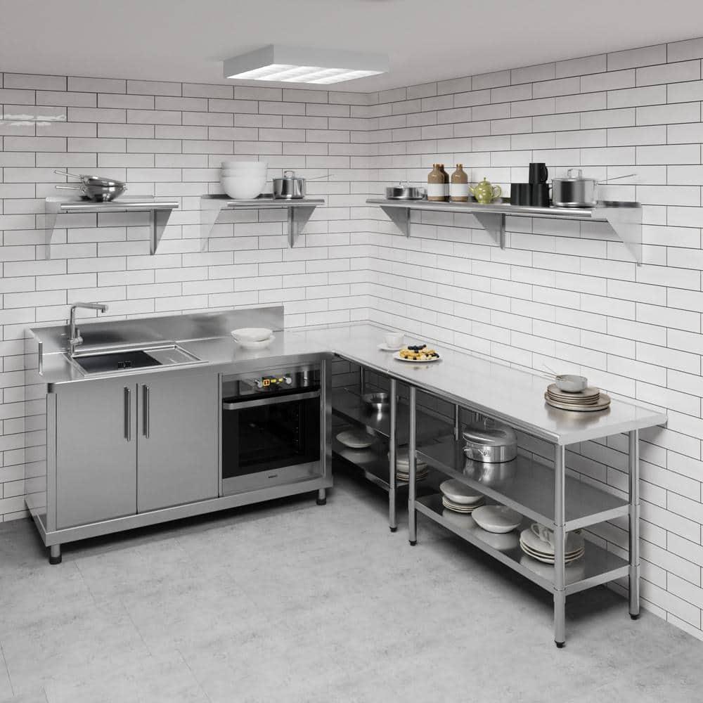 AmGood 12 in. x 72 in. Stainless Steel Wall Shelf | NSF Certified | Appliance & Equipment Metal Shelving | Kitchen, Restaurant, Garage, Laundry, Utility Room
