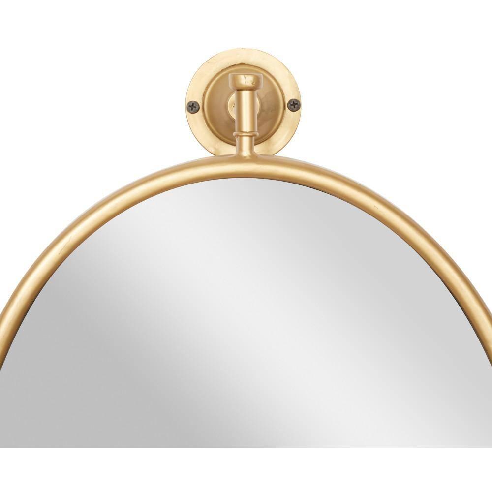 DecMode 15" x 29" Gold Oval Shaped Wall Mirror