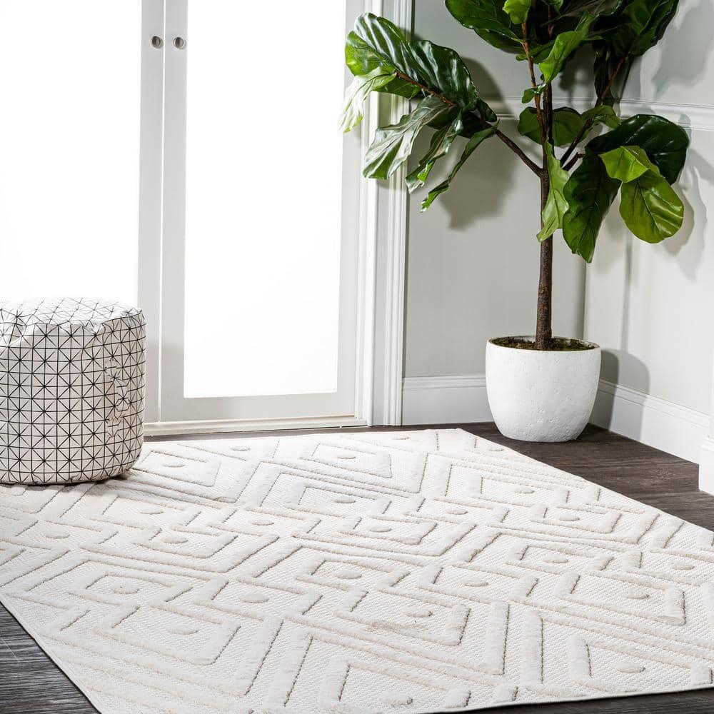 5'x8' Balansat Moroccan Diamond Indoor/Outdoor Area Rug, Ivory - JONATHAN Y