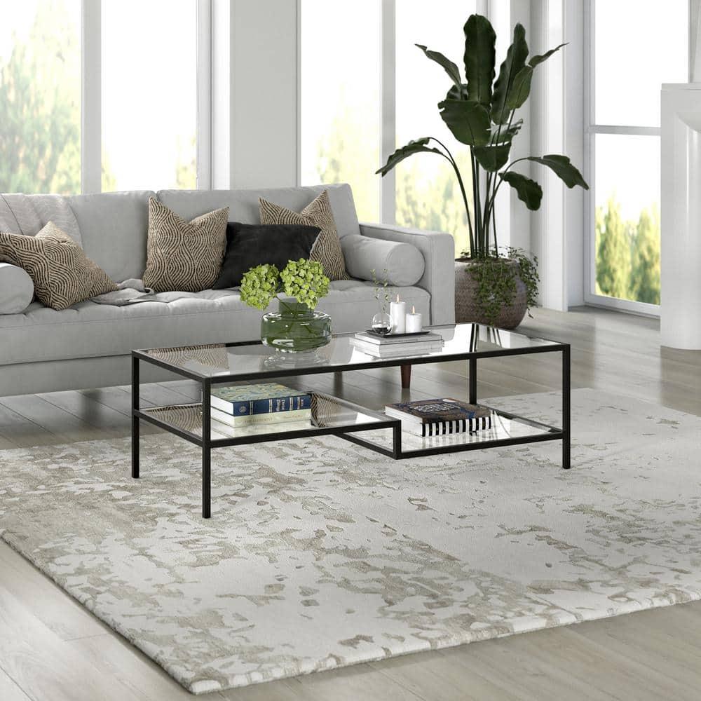 Evelyn&Zoe Lovett 54" Wide Rectangular Coffee Table in Blackened Bronze