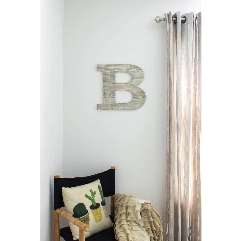 Rustic Large 16 in. Tall White Wash Decorative Monogram Wood Letter (B)