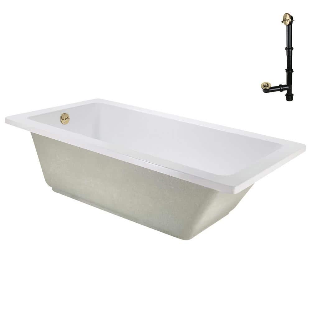 60" x 32" Acrylic Soaking Drop-In Bathtub, Drain Included