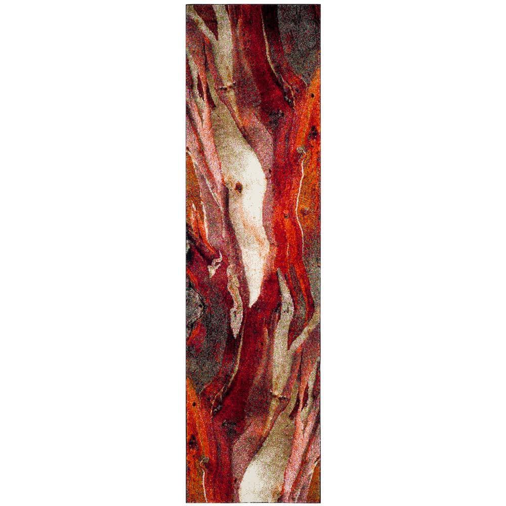 Glacier GLA126 Power Loomed Indoor Runner - Red/Multi - 2'3"x6' - Safavieh