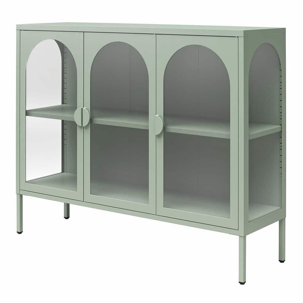 CosmoLiving by Cosmopolitan Chloe Metal Accent Cabinet With 3 Arched Glass Doors