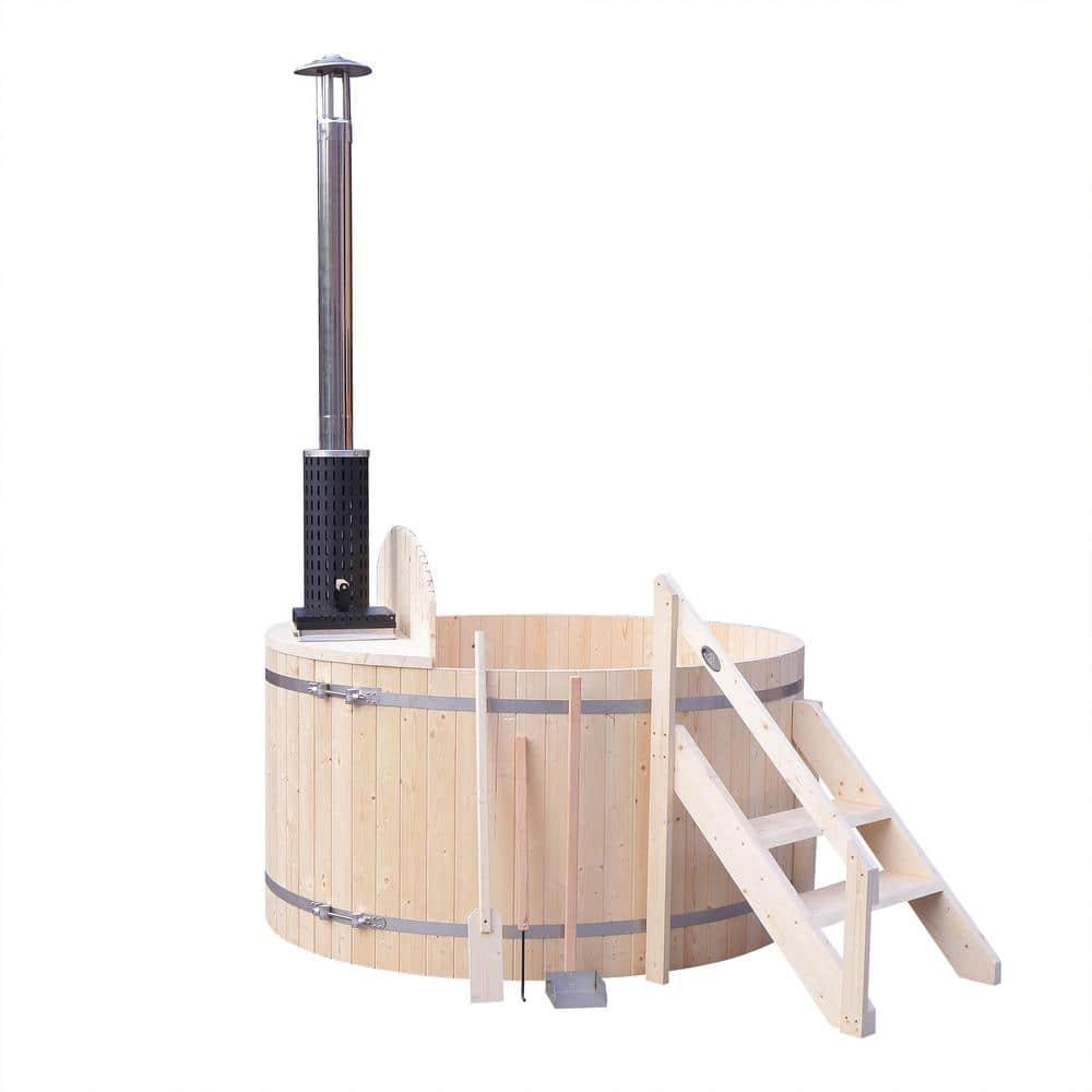 ALEKO Wood-Fired Hot Tub and Ice Bath with Internal Stove – 4-5 Person – Pine