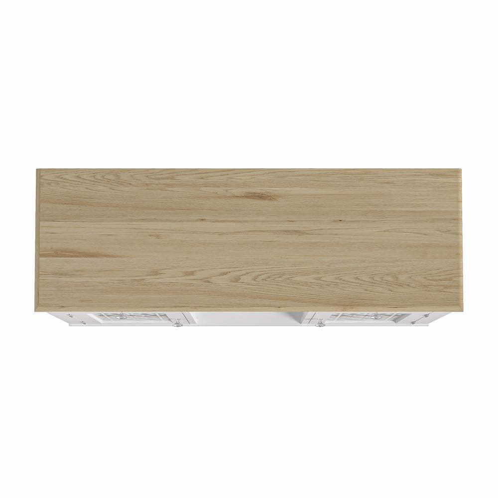 47" Wine Cabinet with Glass Doors Feature and Silk-Screened Pattern Design Cool Gray - Festivo
