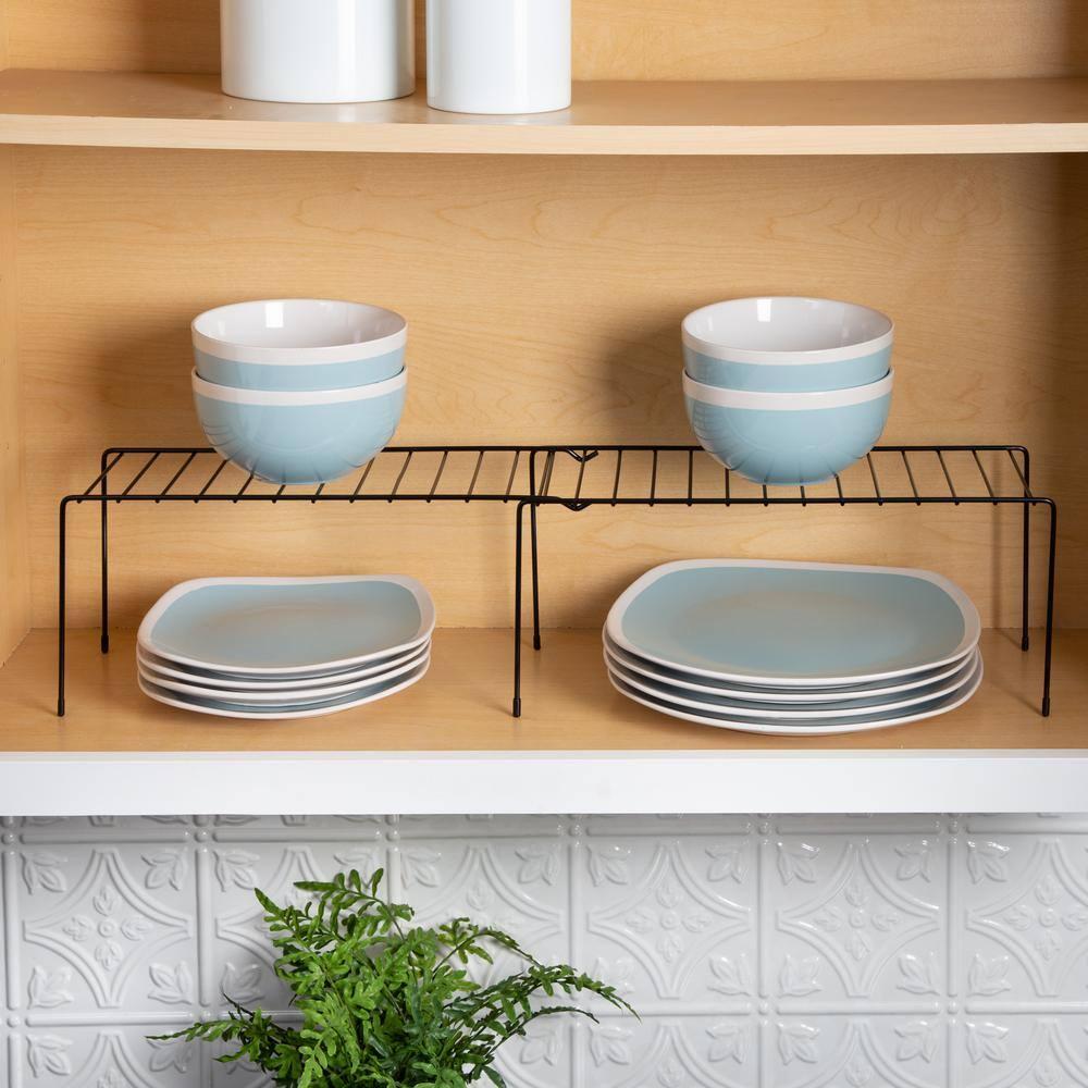 Honey-Can-Do Steel Expandable Kitchen Pantry Organizer Shelf, Black