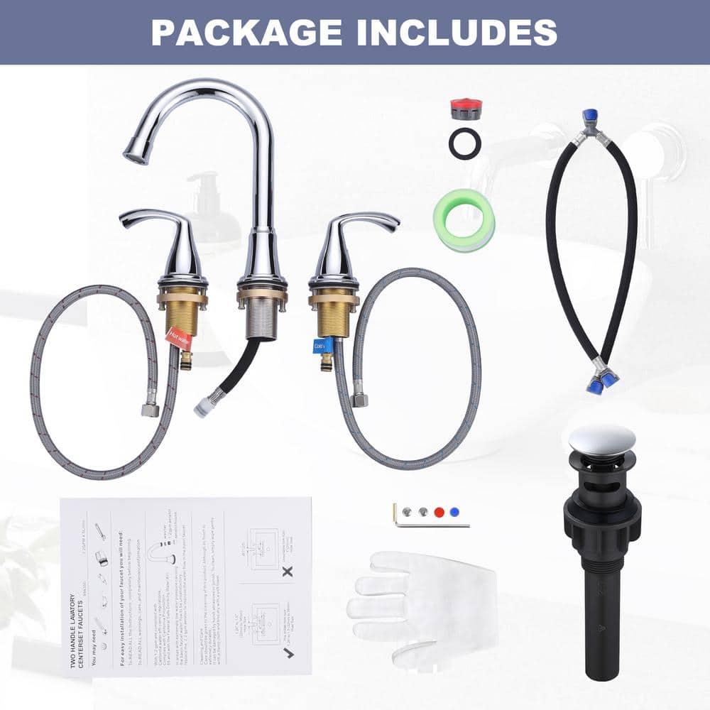 Widespread Bathroom Faucet with Drain Assembly