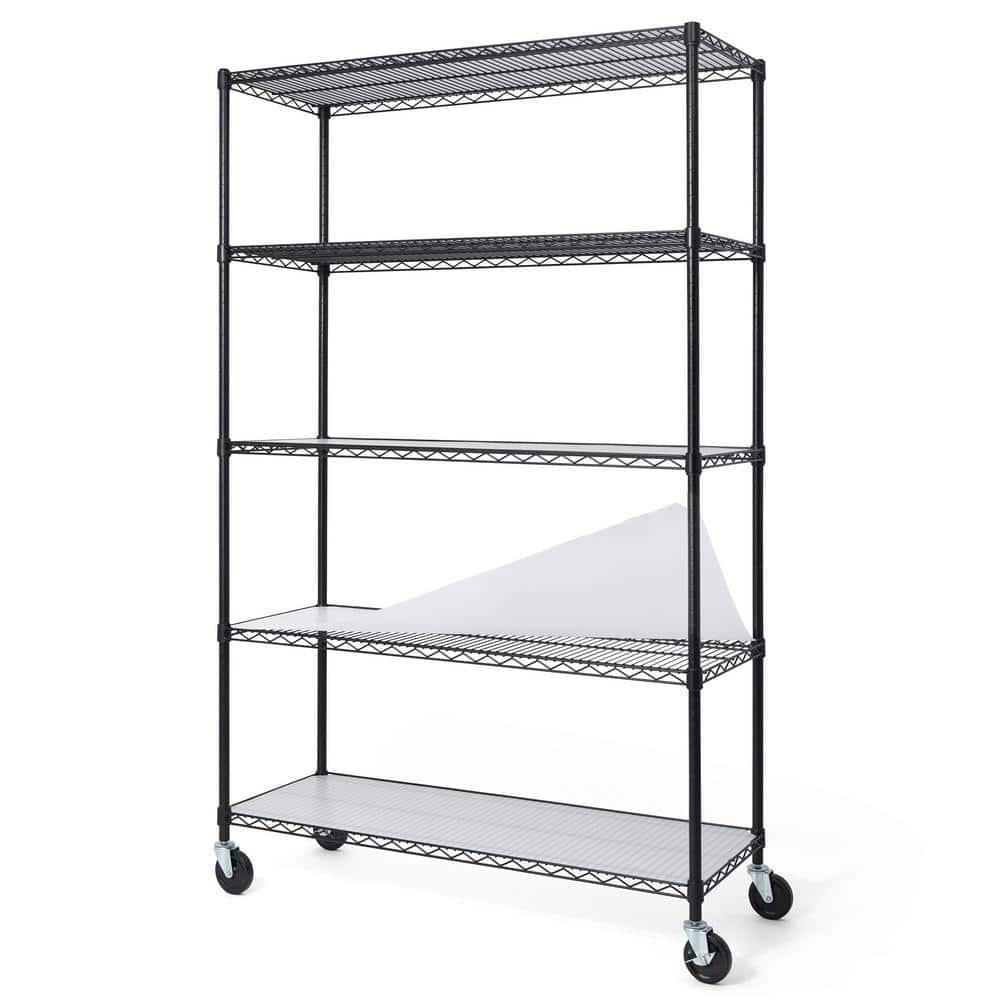CAPHAUS CAPHAUS NSF Commercial Grade Heavy Duty 5-Tier Wire Shelving w/Wheels, Leveling Feet, 48 x 18 x 76-Inch, Multiple Options