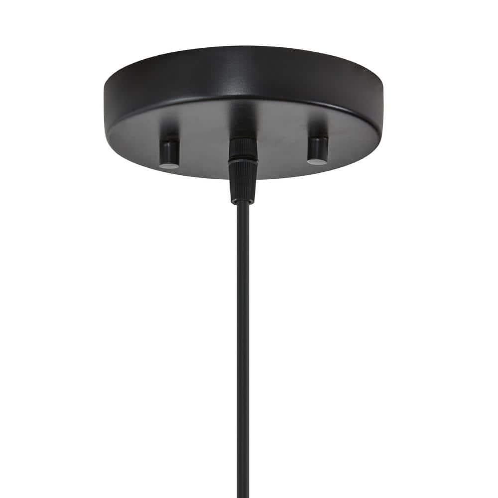 River of Goods 17.25" 1-Light Alainia Black Metal and Walnut-Stained Wood Pendant Light: Satin Finish, UL Listed, Adjustable Height