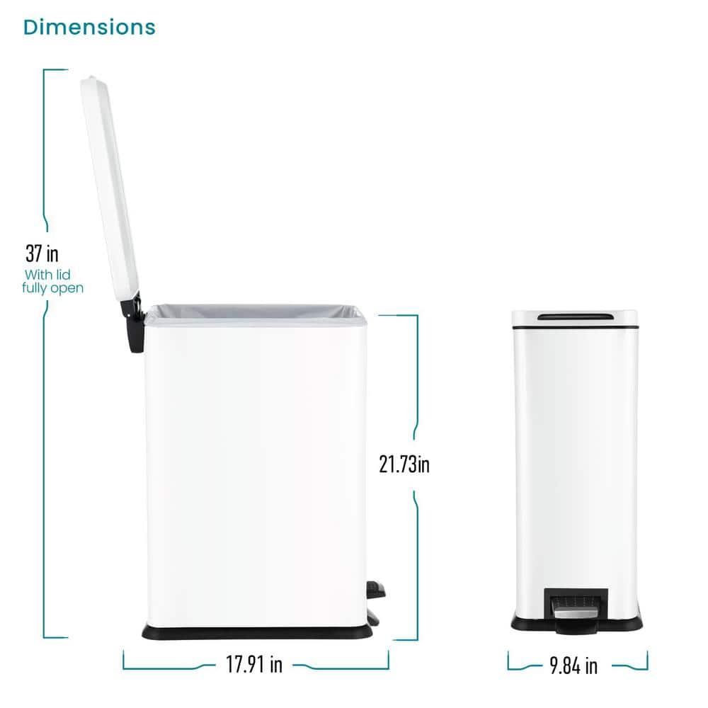 Home Zone Living 8 Gallon Stainless Steel Kitchen Trash Can with Step-On Pedal and Slow Closing Lid