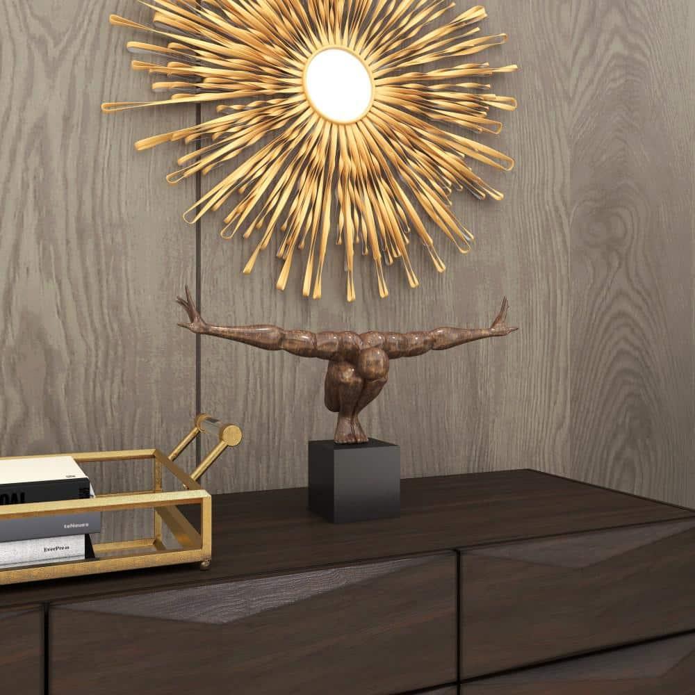 Red Barrel Studio® Cleophis Polystone Diver Decorative Bronze Sculpture with Black Base