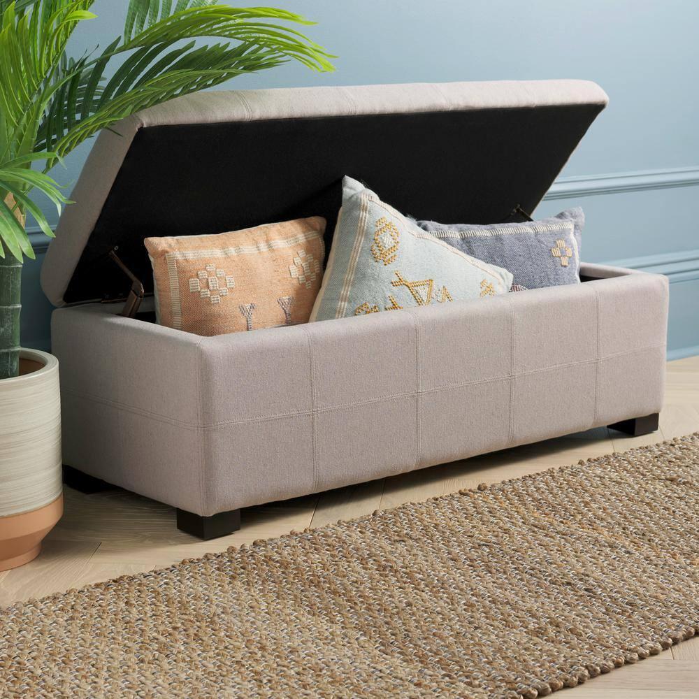 Maiden Tufted Storage Bench Large - Taupe - Safavieh