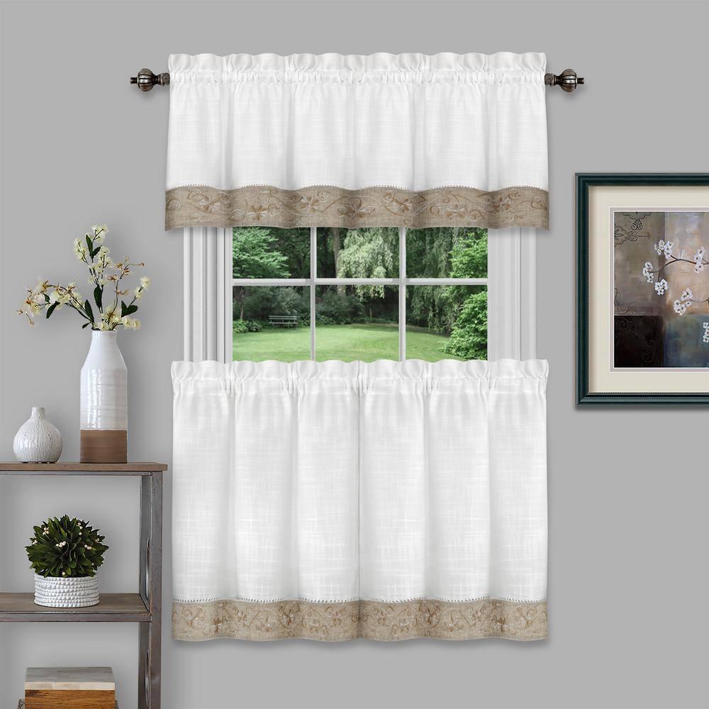 Achim Oakwood Polyester Light Filtering Curtain Valance, Natural, 58" x 14"