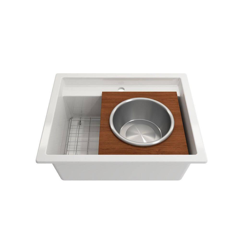 BOCCHI 2320 0014 Wood Board w Large Round Stainless Steel Mixing Bowl & Colander