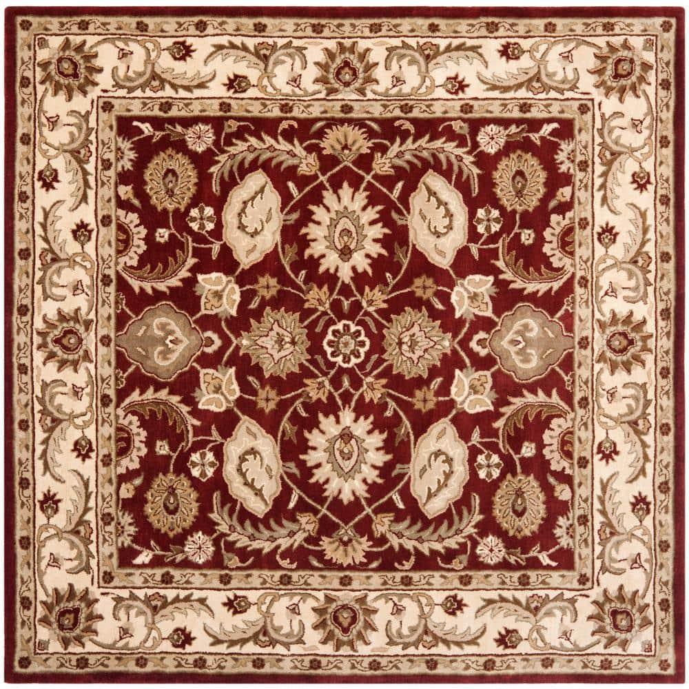 Royalty ROY244 Hand Tufted Area Rug - Red/Ivory - 7'x7' - Safavieh.