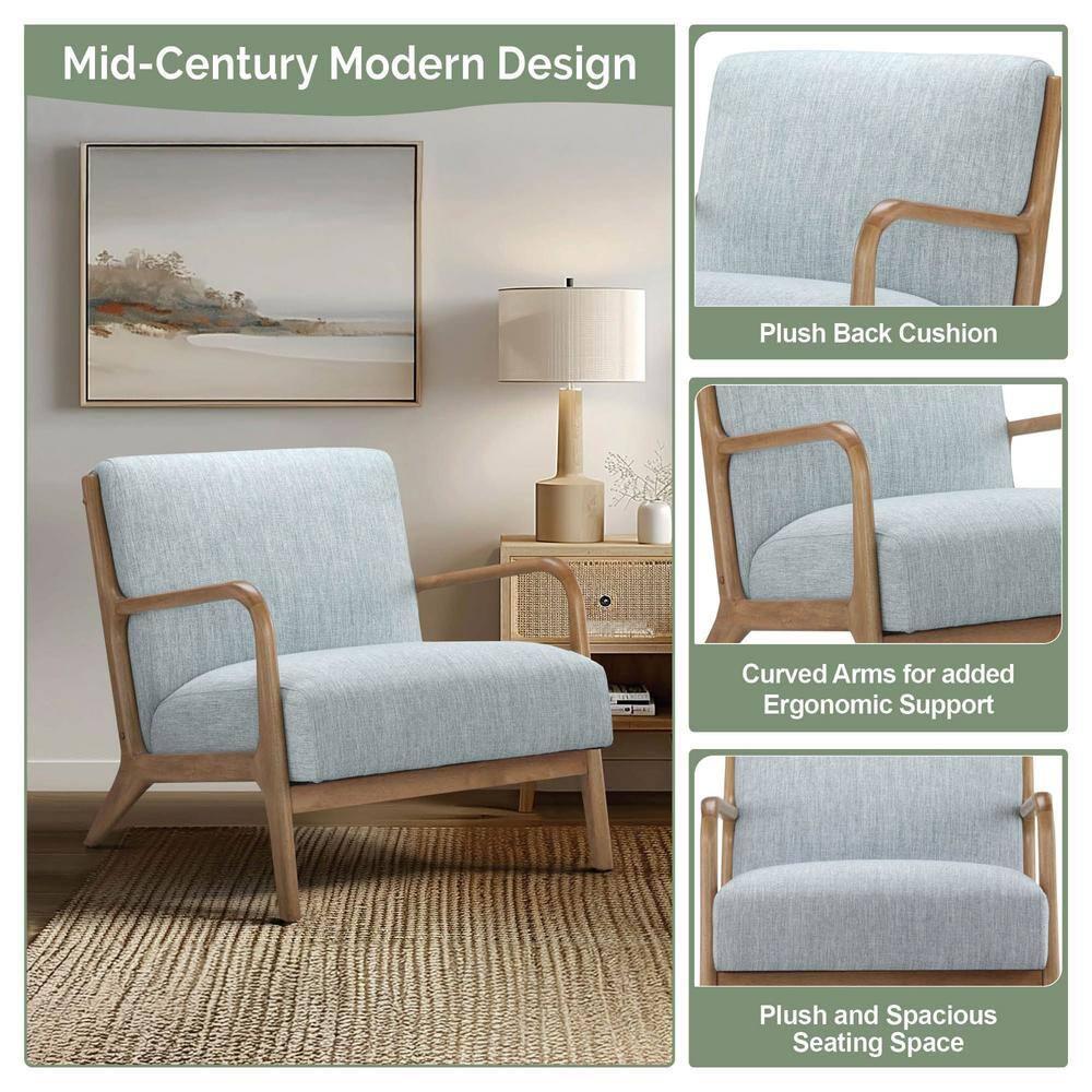 Ink+Ivy Novak Lounge Chair Light Blue: Upholstered Polyester, Rubberwood Frame, 300lb Capacity