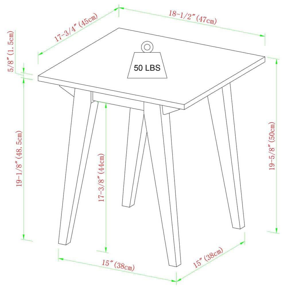 Minimalist Black Solid Wood Rectangular Side Table