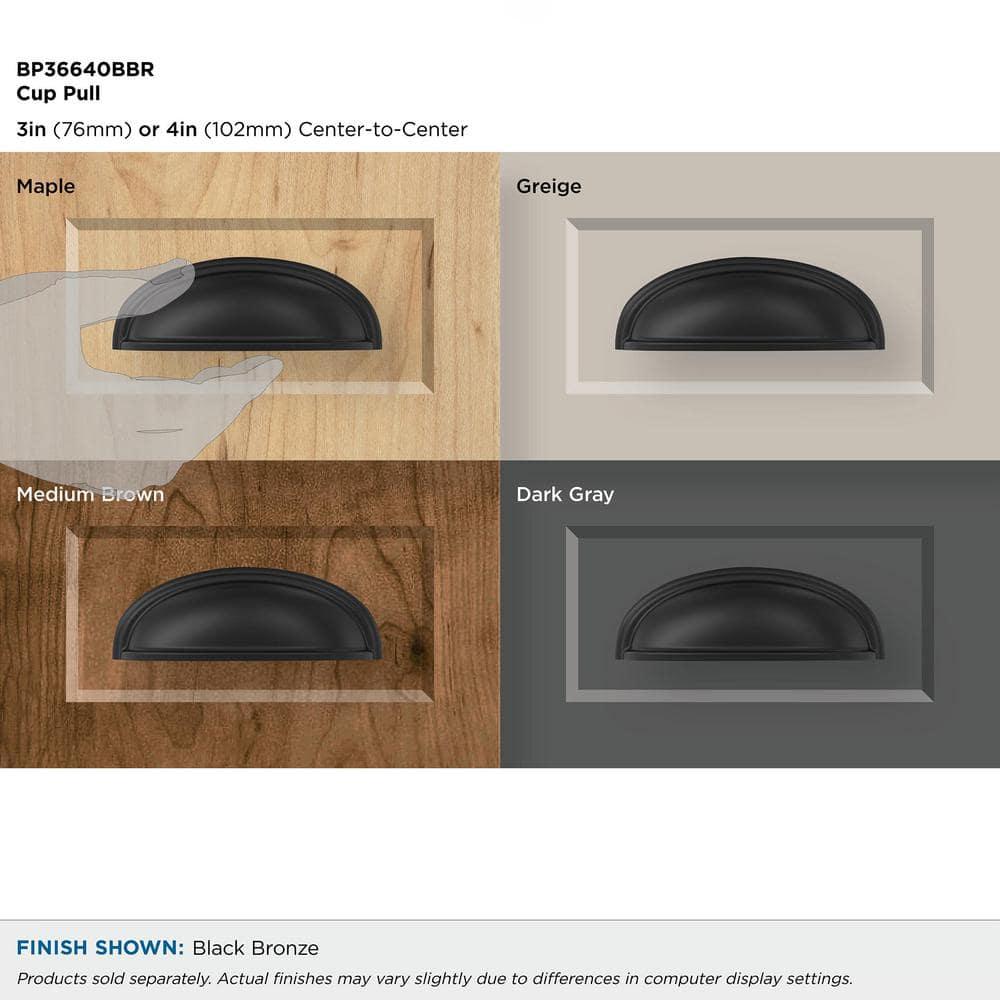 Amerock Ashby 3 inch or 4 inch (76mm or 102mm) Center-to-Center Black Bronze Cabinet Cup Pull