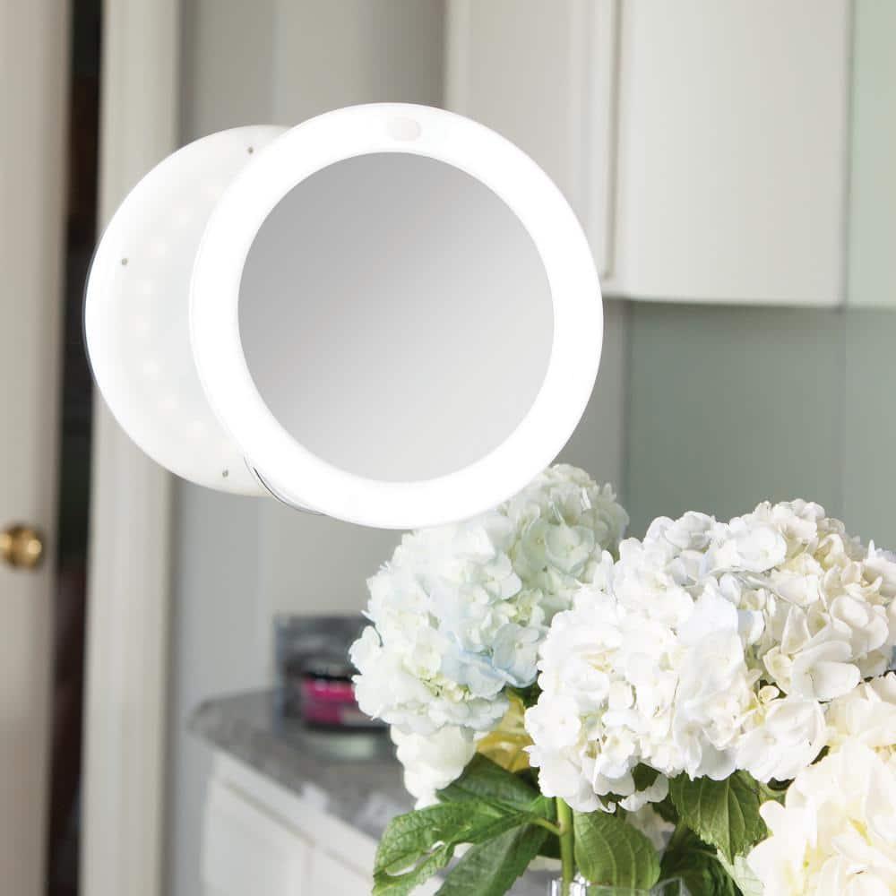 LED Lighted Swivel Power Suction Cup Mirror - Zadro: 10x Magnifying, Battery Operated, Round Vanity Mirror