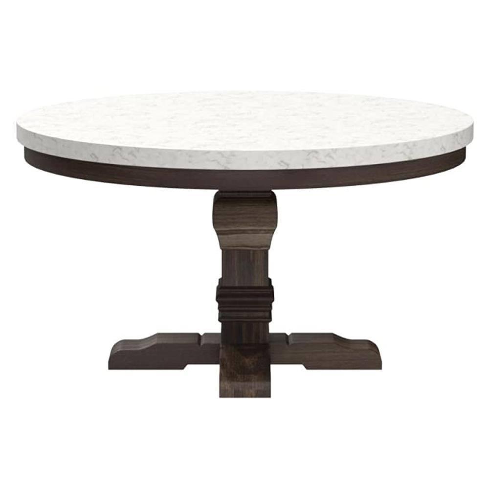 Acme Furniture 54" Nolan Dining Table White Marble/Salvage Dark Oak: 4-Seater, Wood Base, Non-Extendable