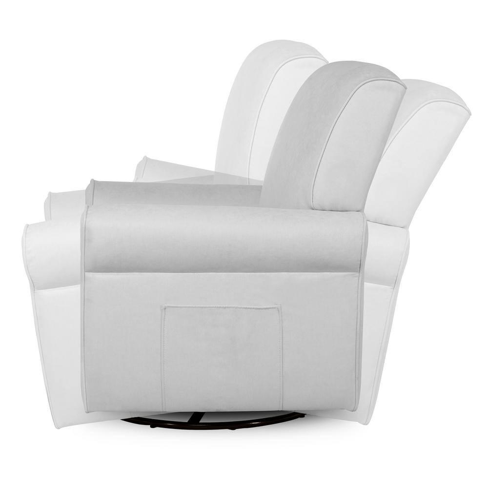 Evolur London Upholstered 360 Swivel Rocker, Misty Grey