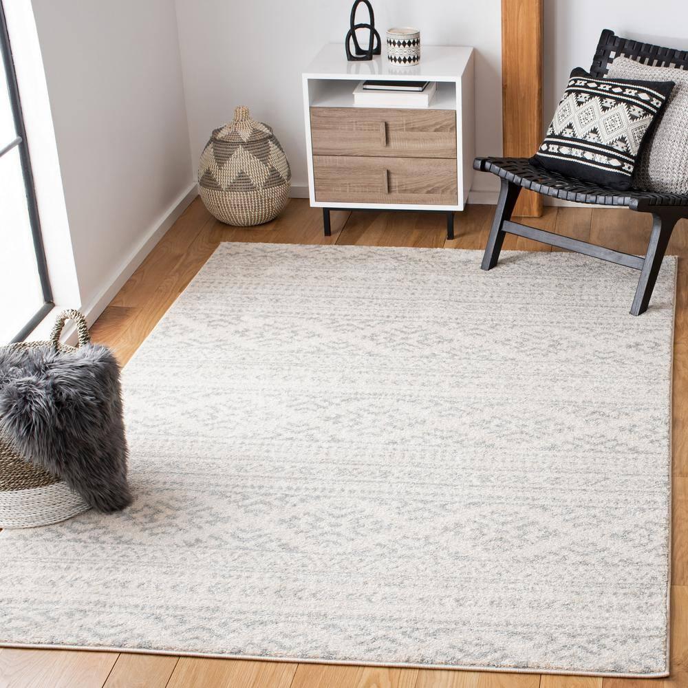 Tulum TUL272 Power Loomed Indoor Area Rug - Ivory/Light Grey - 5'3"x7'6" - Safavieh