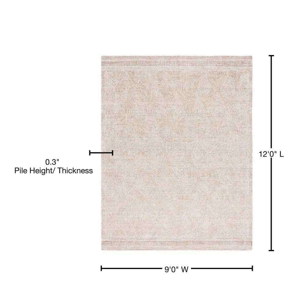 Abstract ABT340 Handmade Indoor Area Rug - Ivory/Rust - 9'x12' - Safavieh