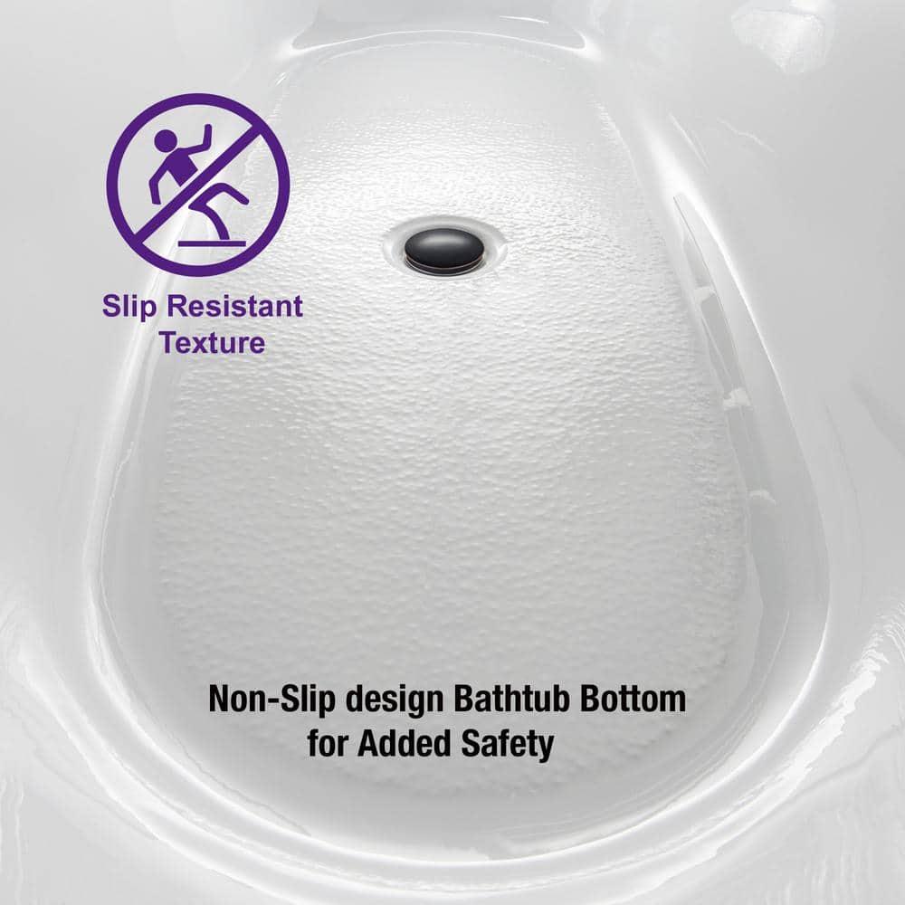 White With Matte Black Trim 67'' x 31.5'' Freestanding Soaking Acrylic Bathtub