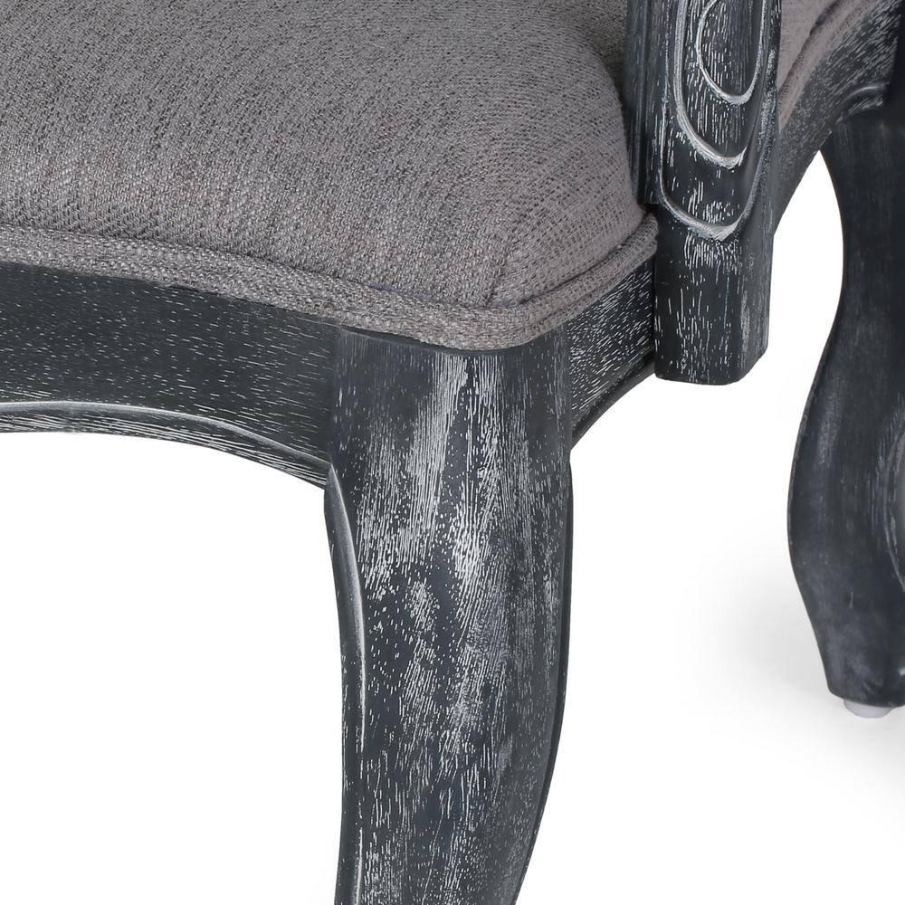 Noble House Corral French Fabric Dining Chair, Set of 2, Gray