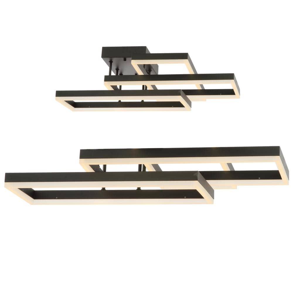 Turing 28" Geometric Integrated LED Metal Flush Mount, Black