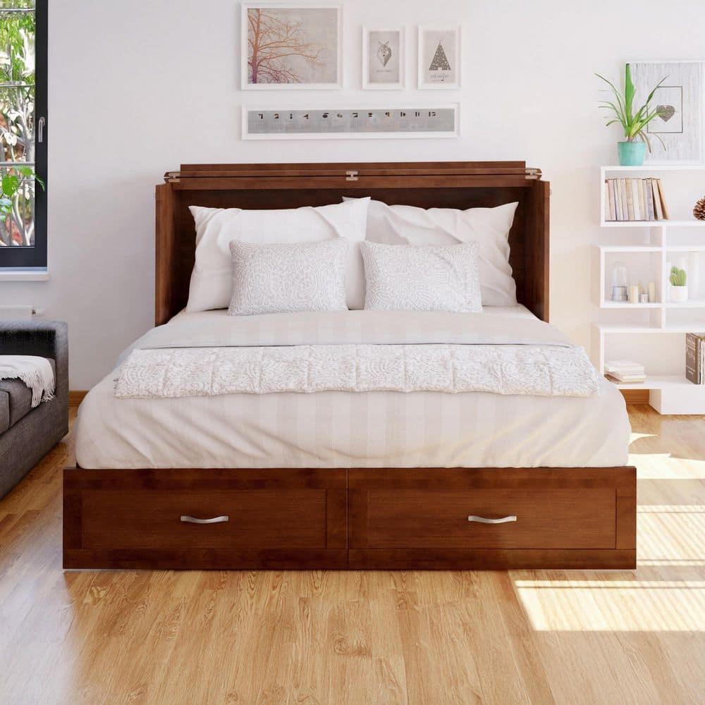Queen Hamilton Murphy Bed Chest with Folding Mattress - AFI: USB Turbo Charger, Storage