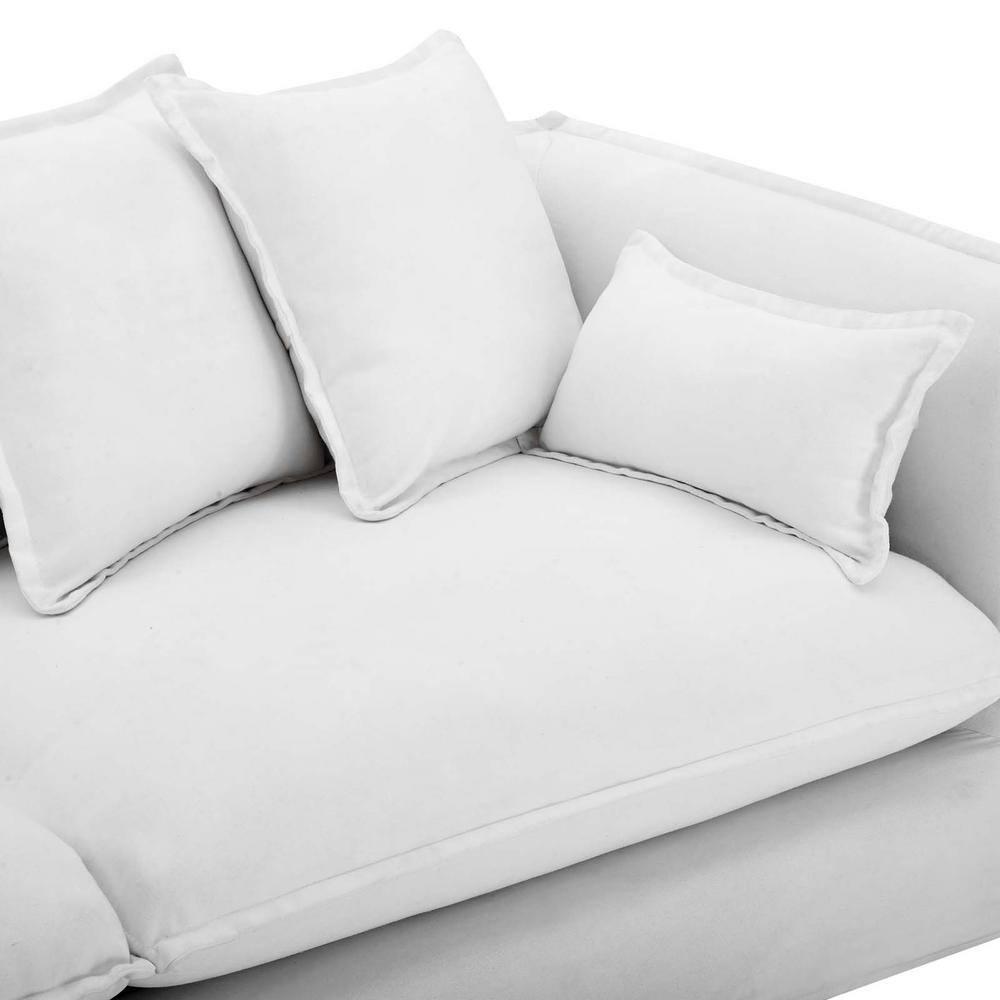 Avalon Slipcover Fabric Sofa White - Modway: Coastal Modern Style, Wood Frame, 7 Pillows