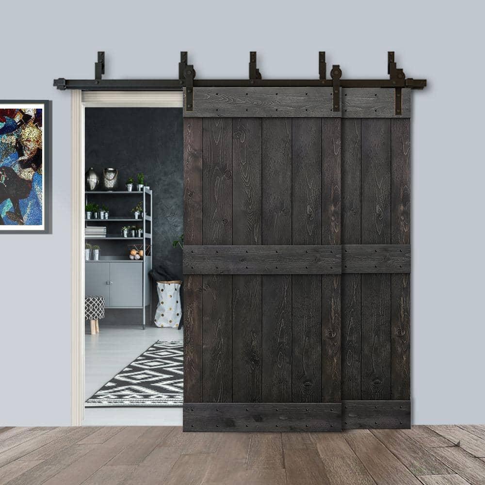 Calhome 84'' Solid Wood Paneled Painted with Installation Hardware Kit Barn Door