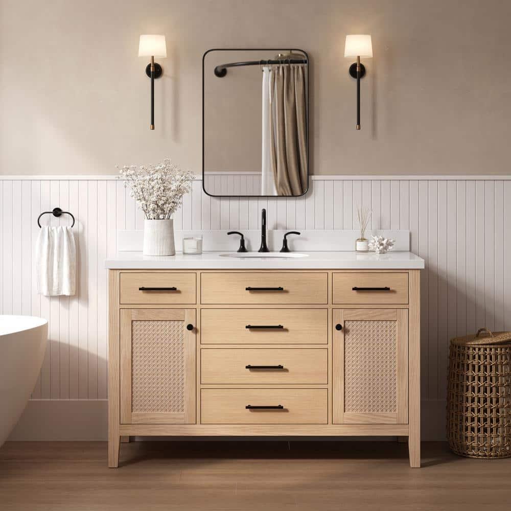 ARIEL Broeder 55 Single Sink Bathroom Vanity with Pure White Quartz Top