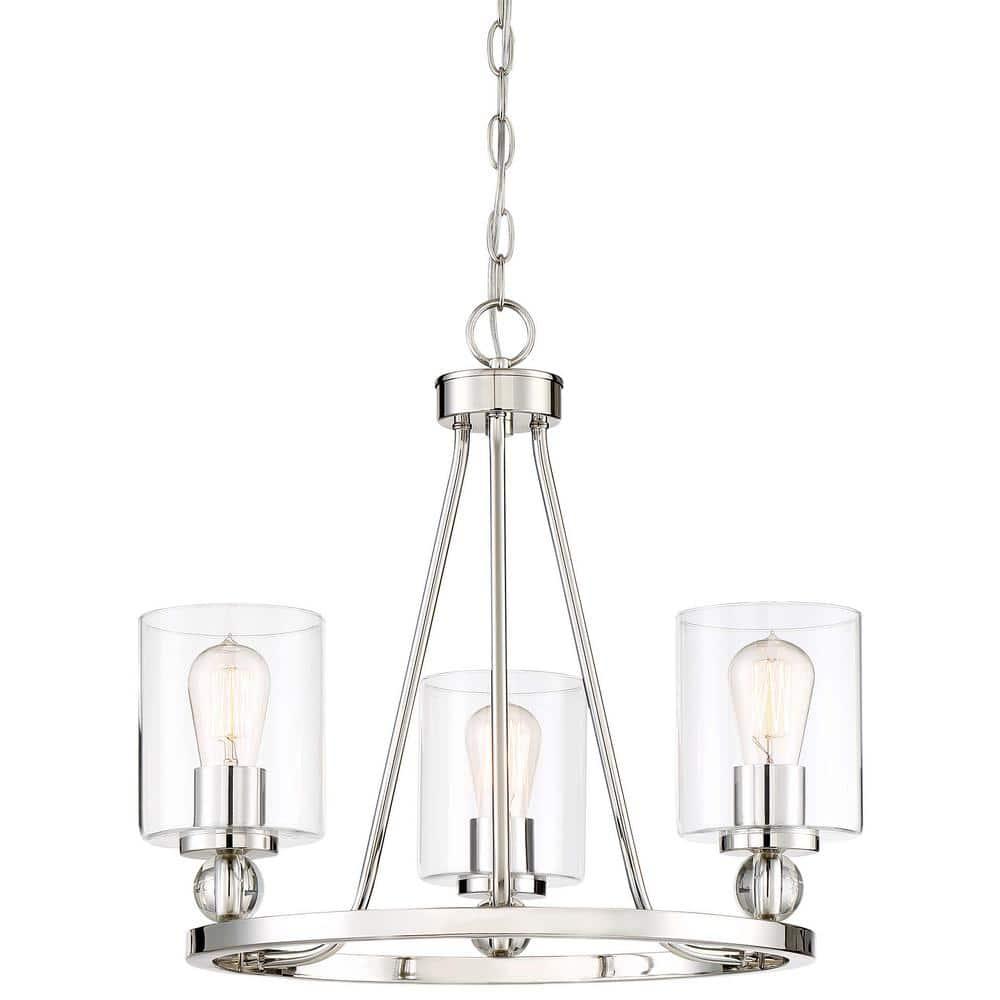 Mini Elegance Crystal 3-Light Chandelier in Polished Nickel