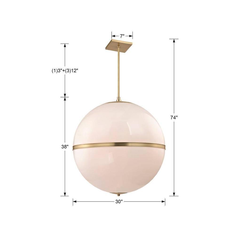 Aurora Aged Brass 4-Light Chandelier with Crystal Glass Shade