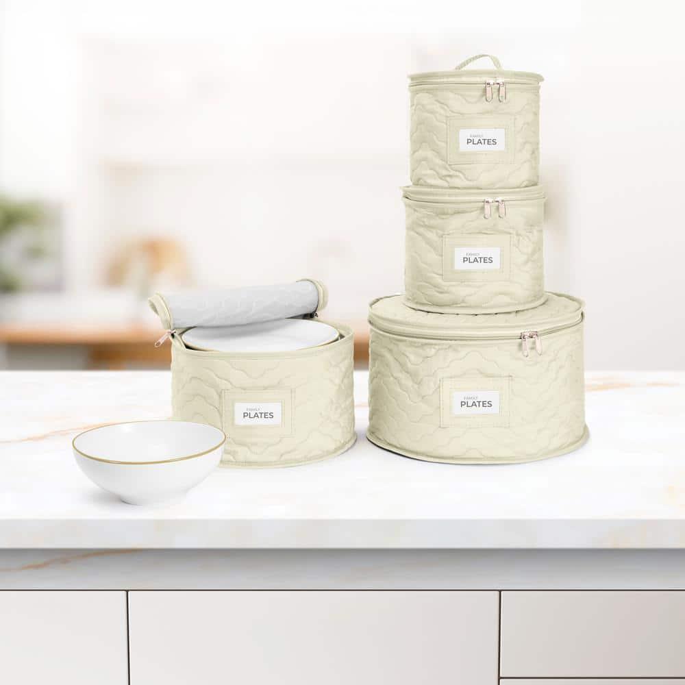 Sorbus 4 Piece Quilted Dinnerware Storage Set