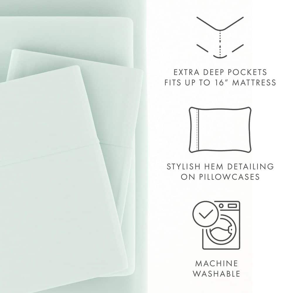 Mint Solid Deep Pocket Twin Microfiber Sheet Set
