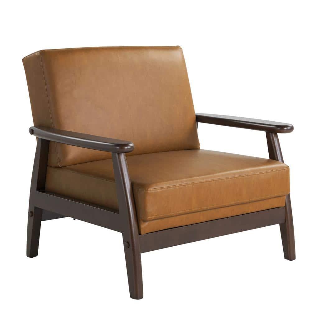 Studio Living Aberdeen Farmhouse Accent Chair, Carmel Vegan Leather
