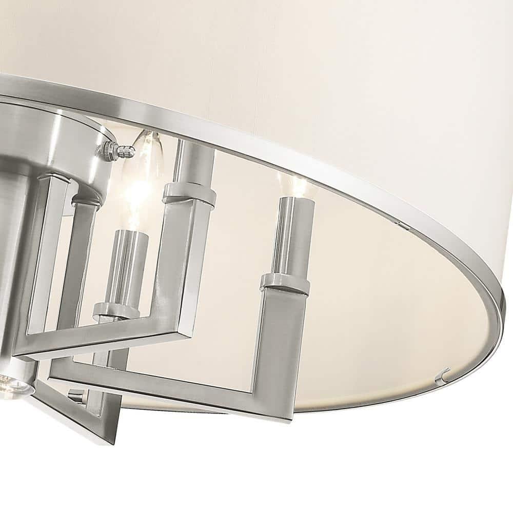 Livex Lighting Park Ridge 24" 7-Light Metal/Fabric Chandelier in Brushed Nickel