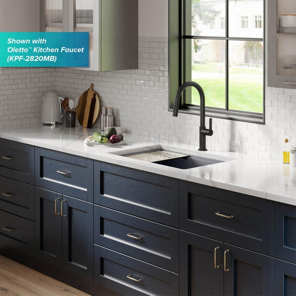 29 in. KRAUS Bellucci Workstation Undermount Granite Composite Single Bowl Kitchen Sink with Accessories