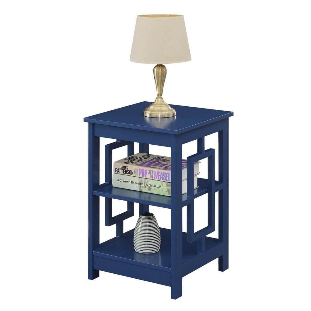 Convenience Concepts Town Square End Table with Shelves, Cobalt Blue